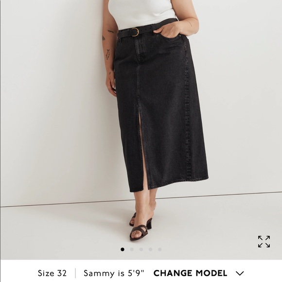 MADEWELL sz32 DARK DENIM FRONT SPLIT MAXI SKIRT NWT - Picture 4 of 5